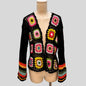 Hand-Crocheted Floral Cardigan Sweater | Boho Open Front Knit Top FitiqueFit