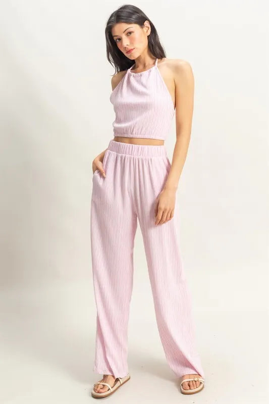HYFVE Striped Halter Neck Top and Pants Set West2East Surf