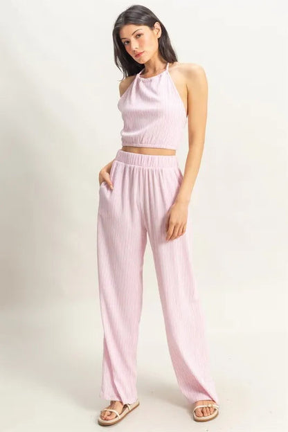 HYFVE Striped Halter Neck Top and Pants Set West2East Surf