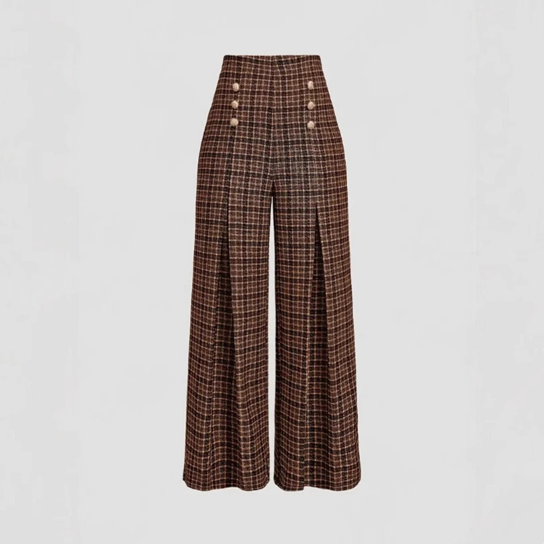Spring Summer Chic Commuter High-Waisted Versatile Plaid Striped Retro Pants See size chart under “more details” The Fashion Celestial