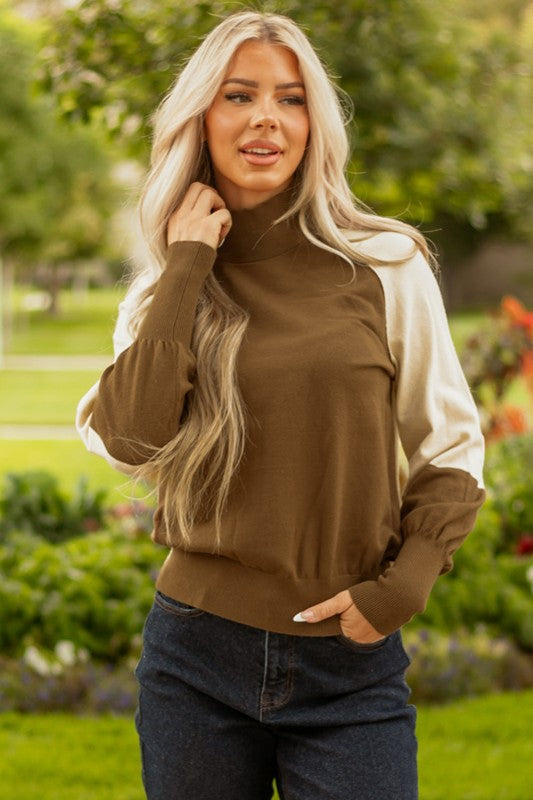 Colorblock Raglan Puff Sleeve Mock Neck Sweater Shop Style & More | Fresh Looks, Everyday Deals & Free Shipping