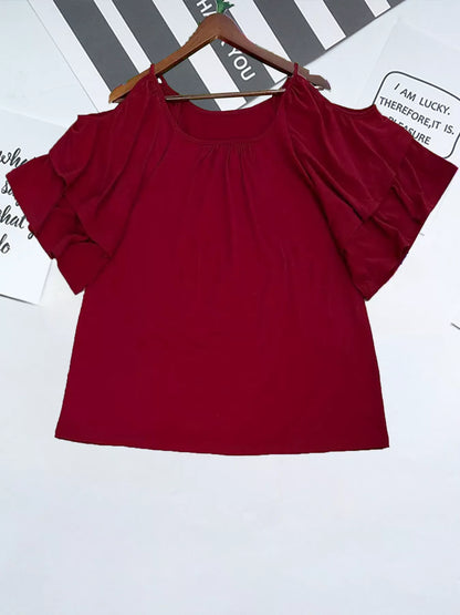 Cold Shoulder Ruffle Sleeve Top New Era Fashion LLc