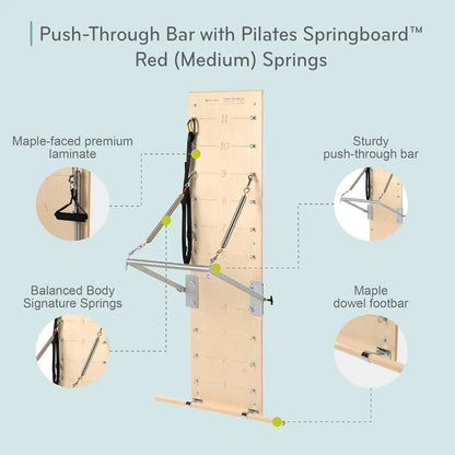 Pilates Springboard, Wall Mounted Pilates Workout Equipment for Home Gym or Studio Use, Pilates Exercise Equipment with Resistance Springs