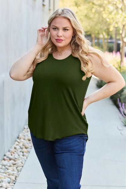 Basic Bae Full Size Round Neck Curved Hem Tank New Era Fashion LLc