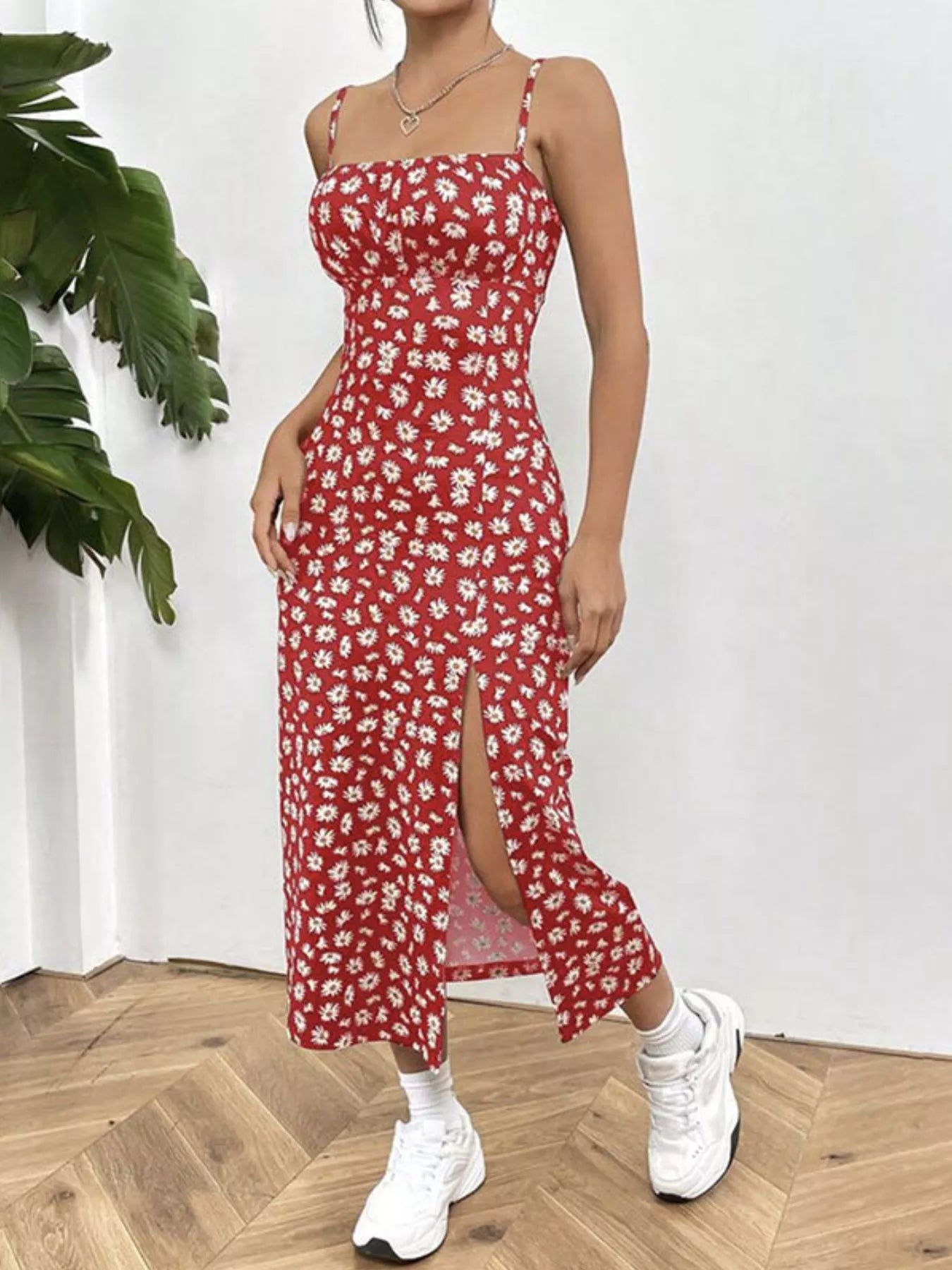 Slit Spaghetti Strap Midi Dress New Era Fashion LLc