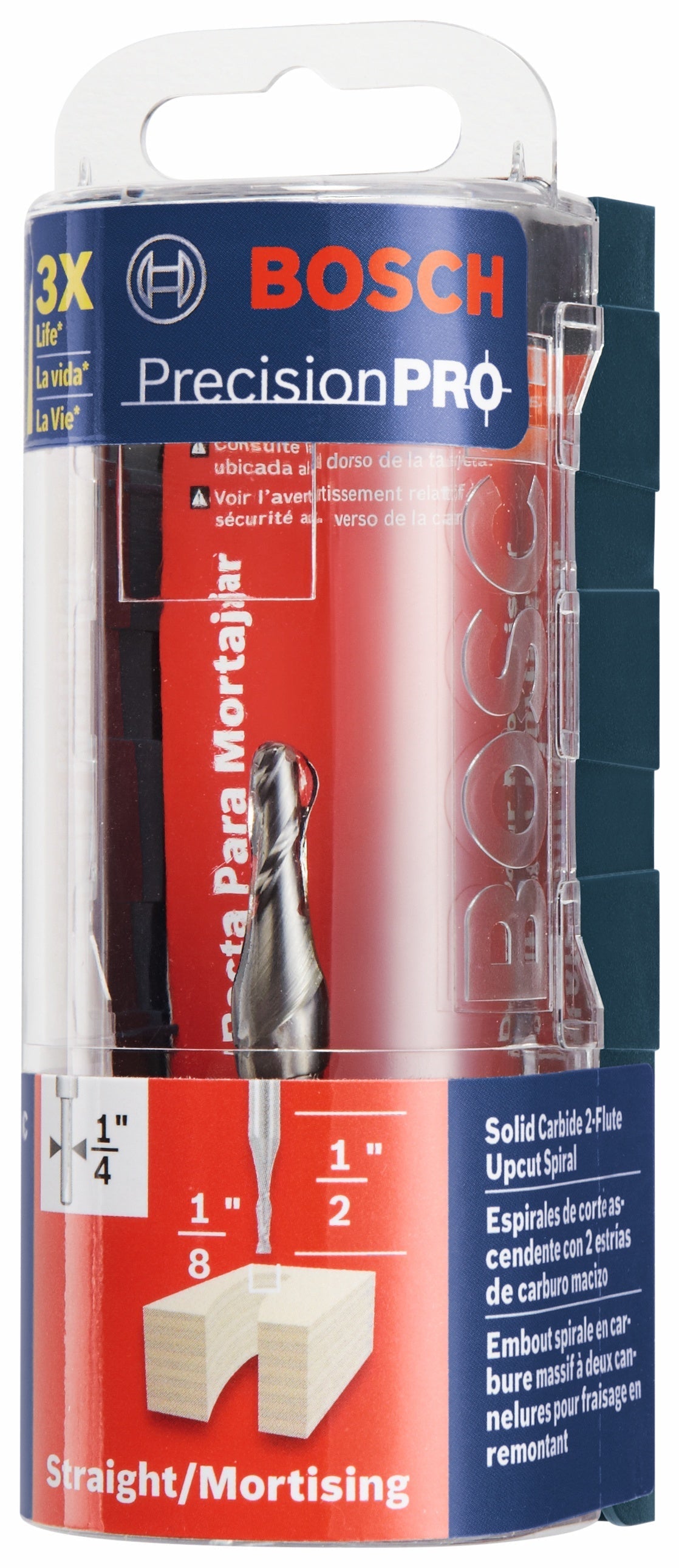 BOSCH 85908MC 1/8 In. x 1/2 In. Solid Carbide Double-Flute Upcut Spiral Router Bit VM Hardware