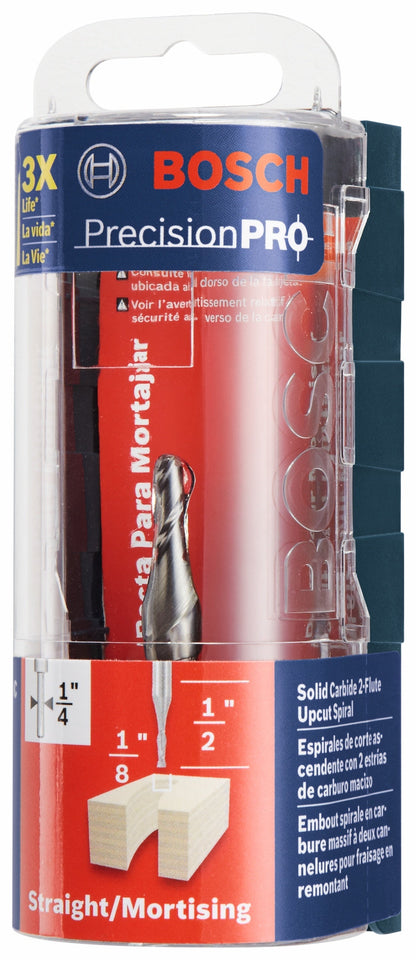 BOSCH 85908MC 1/8 In. x 1/2 In. Solid Carbide Double-Flute Upcut Spiral Router Bit VM Hardware