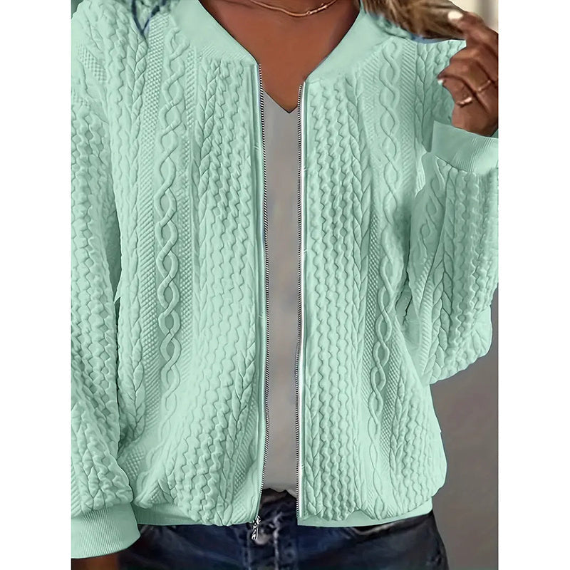 Bomber Jackets For Women Cute Jacquard Coats Lightweight Zip Up Jackets FitiqueFit