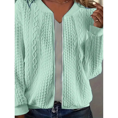 Bomber Jackets For Women Cute Jacquard Coats Lightweight Zip Up Jackets FitiqueFit