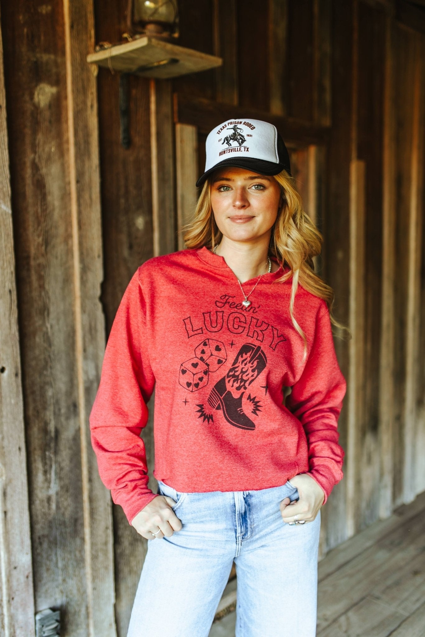 Feelin' Lucky Raw Hem V-Neck Crop Graphic Sweatshirt Wild Junkie