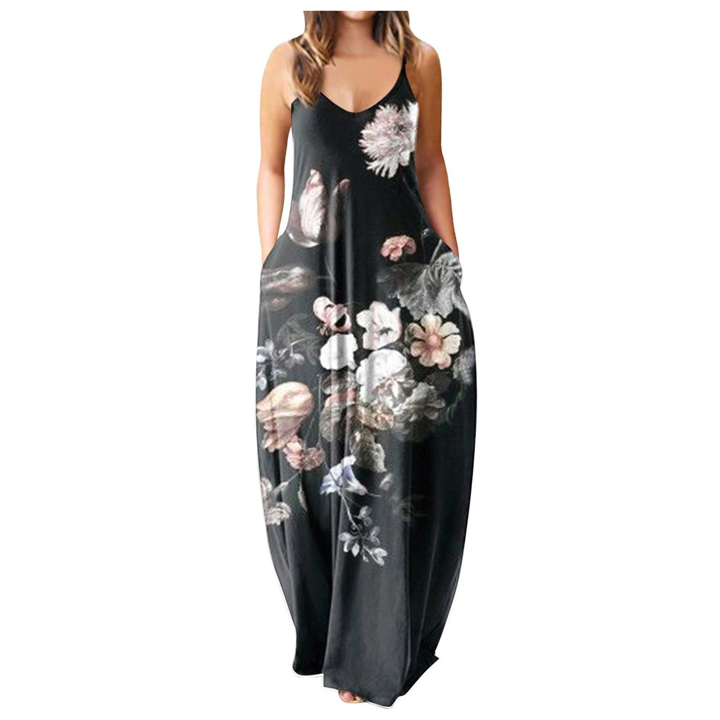 Casual Print Plus Size Sling Long Dress Grayceful LLC