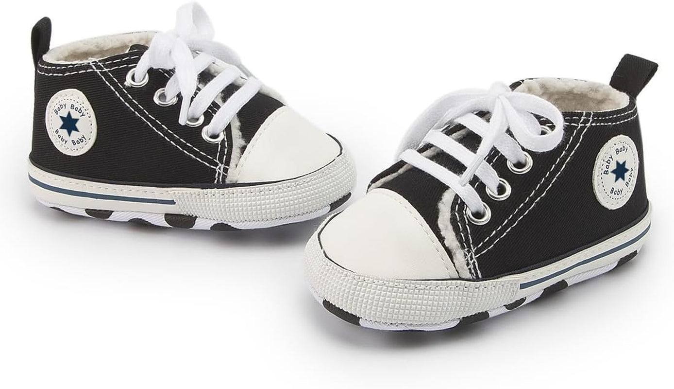 Tutoo Unisex Baby Boys Girls High Top Sneaker Soft Anti-Slip Sole Newborn Infant First Walkers Canvas Denim Shoes