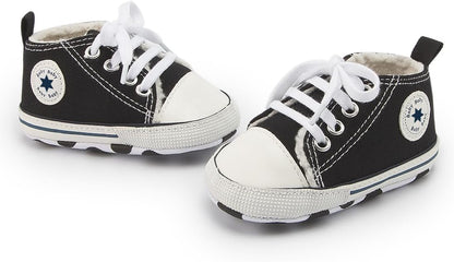 Tutoo Unisex Baby Boys Girls High Top Sneaker Soft Anti-Slip Sole Newborn Infant First Walkers Canvas Denim Shoes