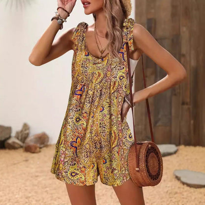 Resort-Style Sleeveless High-Waist Jumpsuit | 4 Prints FitiqueFit