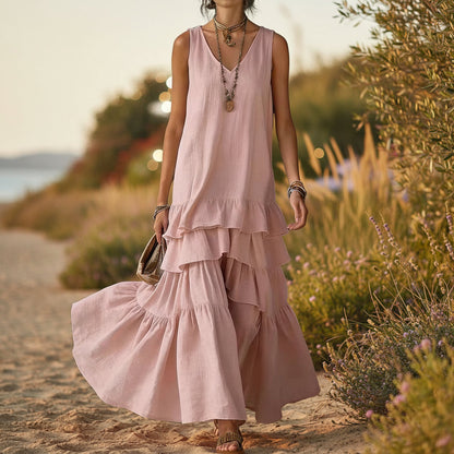 Women's Ice Silk Sleeveless Loose Maxi Dress – 6 Colors S–5XL FitiqueFit