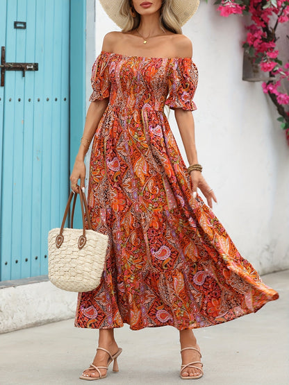 Women’s Paisley One‑Shoulder Maxi Dress FitiqueFit
