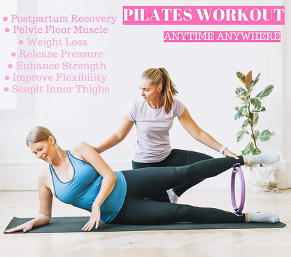 6Pcs Pilates Ring Set for Men - Home Exercise Gym Equipment Women Yoga Circle Ball Stretching Strap Loop Band Non Slip Socks Exercise - Equipment for Home Workout