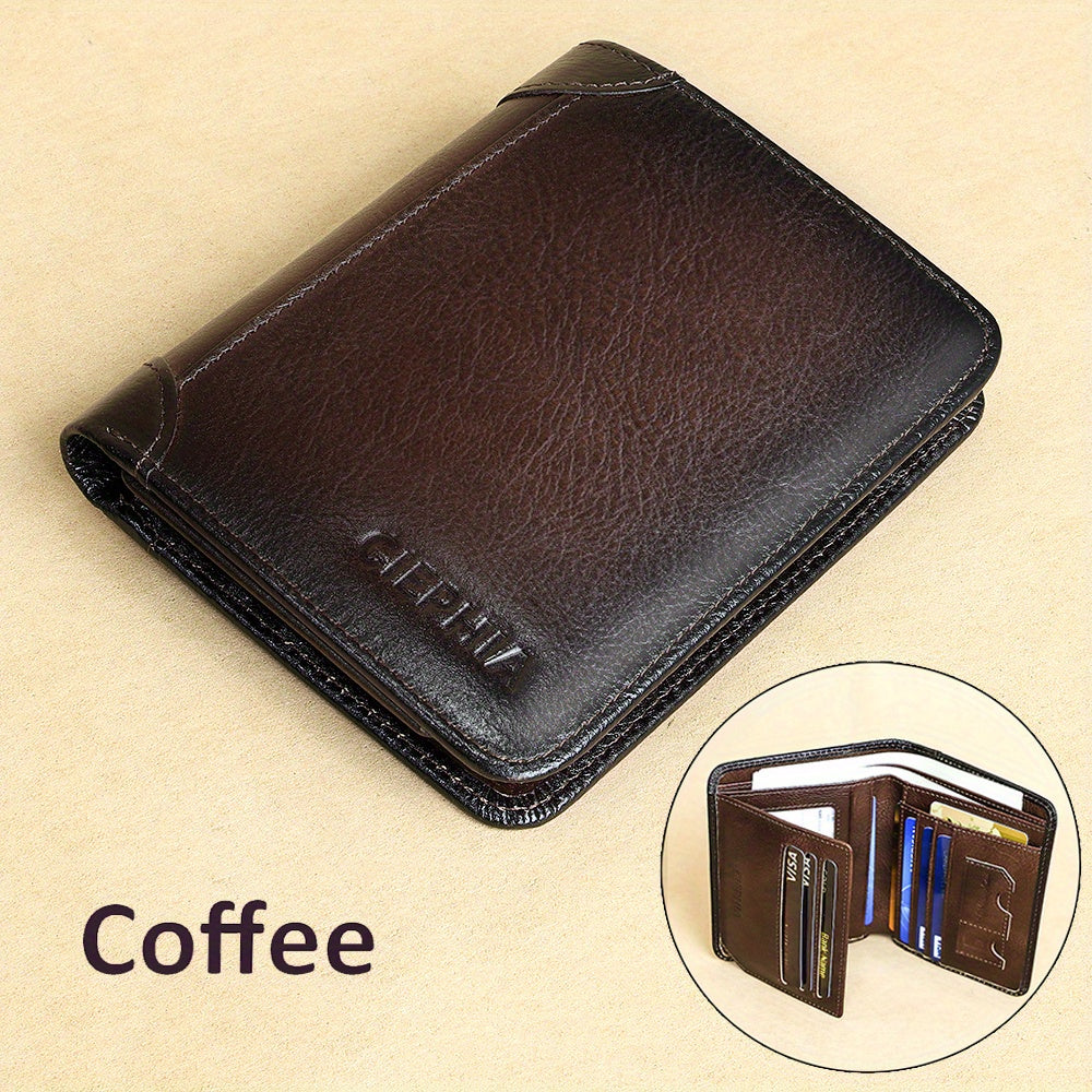 Genuine Leather Men's Wallet/Ultra-Thin Top-Grain Cowhide/Compact Multi-Function ID Credit Card Holder/RFID Blocking/Blessing Card Set/Christmas Valentine's Day Father's Day Gift NovaCart