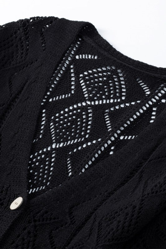 Solid Openwork Knit Button-Up Cardigan Shop Style & More | Fresh Looks, Everyday Deals & Free Shipping