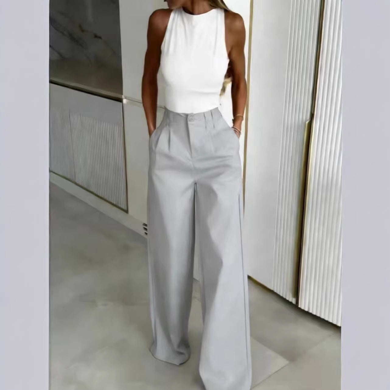 Women's Loose Flowing Straight-Leg Floor-Length Pants FitiqueFit