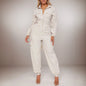 Flip Pocket Elastic Waist-tightening Zipper Jumpsuit Grayceful LLC