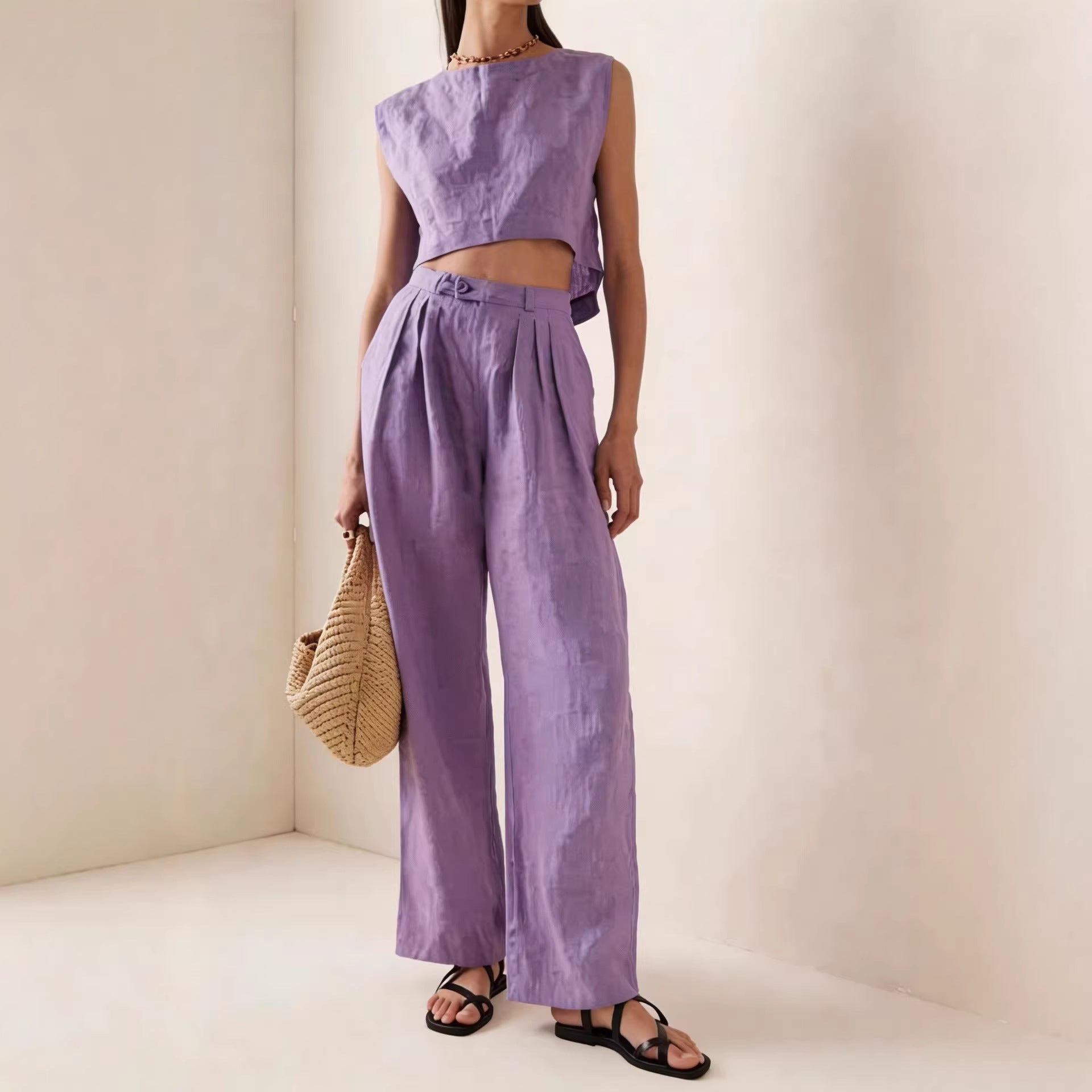 Women's Crew-Neck Loose Casual Two-Piece Set – Breathable T-Shirt & Pants FitiqueFit