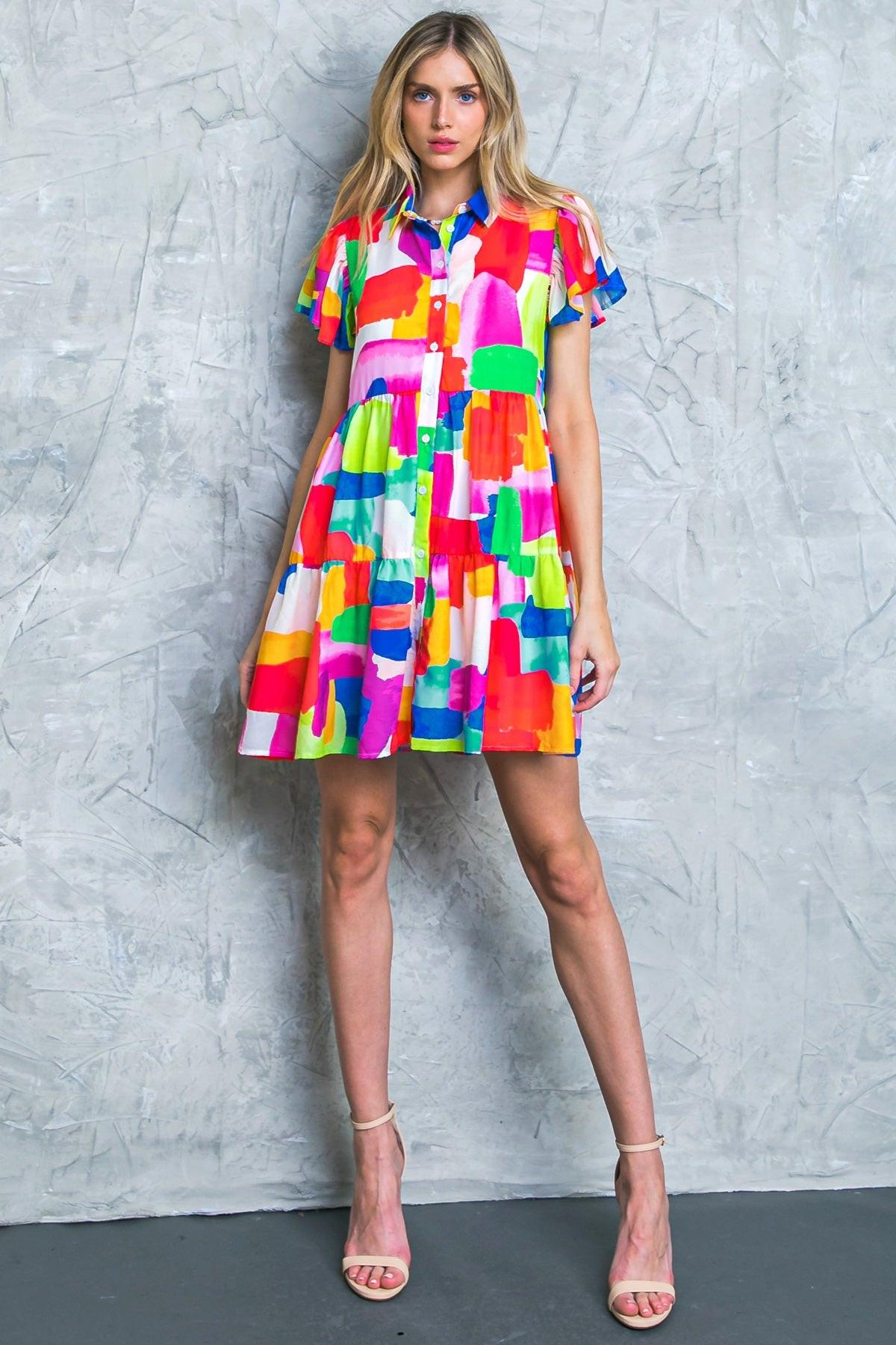 TEMPTING ME PRINT MINI DRESS Flying Tomato