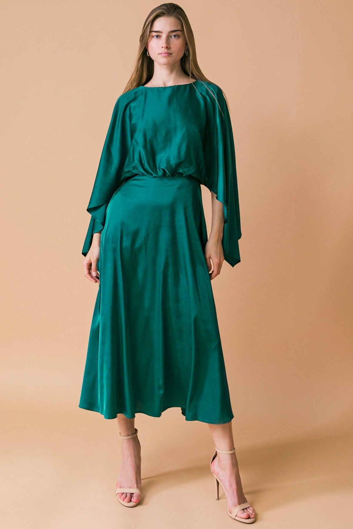 CAUGHT FEELINGS WOVEN MIDI DRESS Flying Tomato