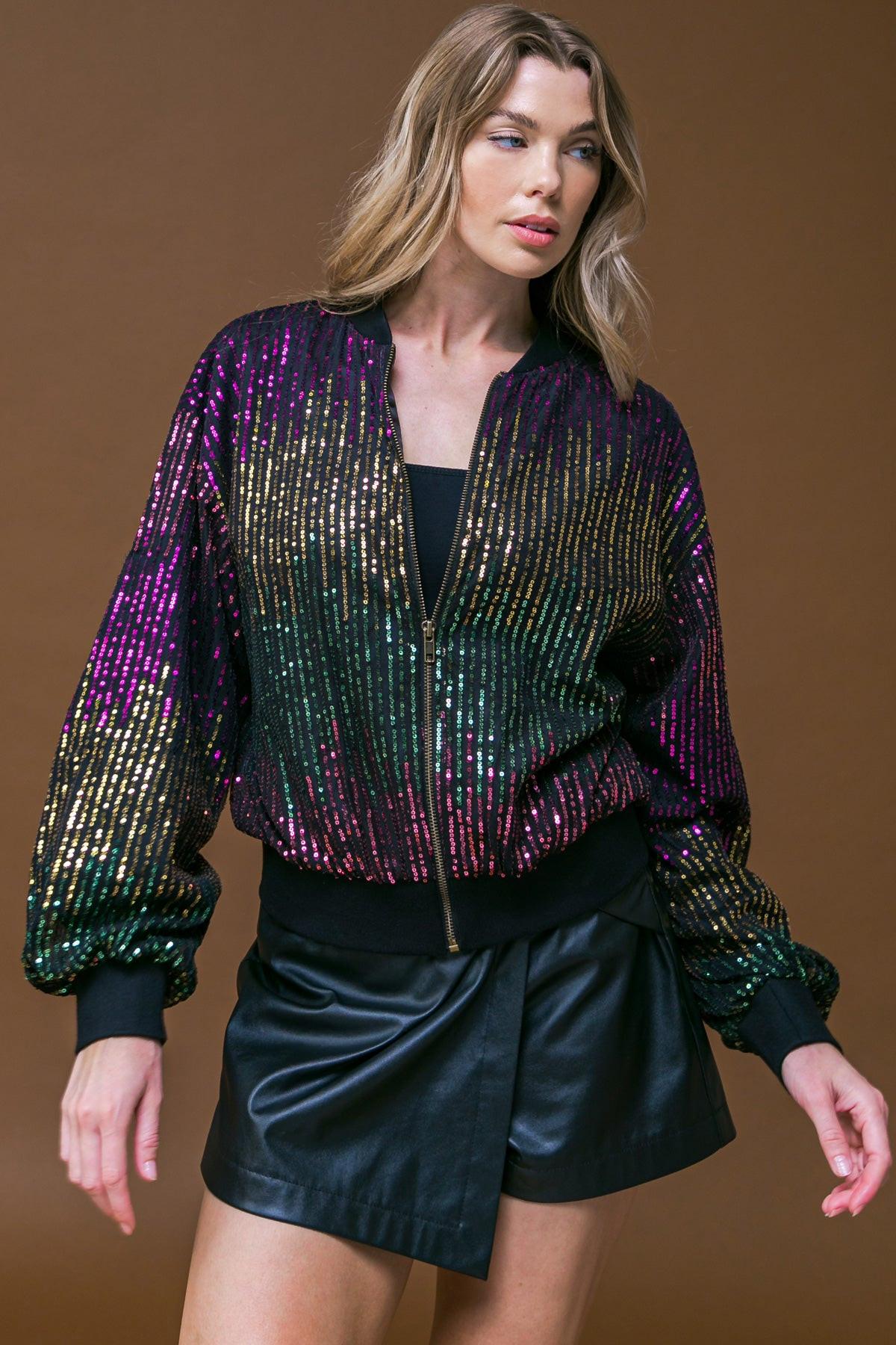 ENTERTAIN ME SEQUIN BOMBER JACKET Flying Tomato