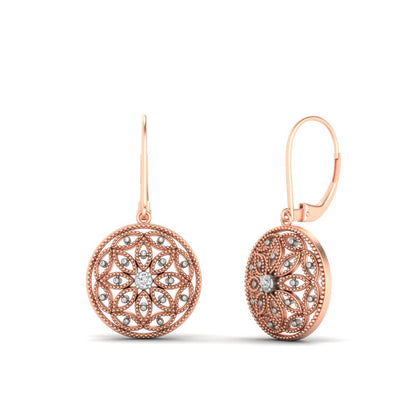 Filigree Circle Drop Lever Back Earring Fascinating Diamonds