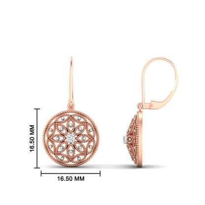 Filigree Circle Drop Lever Back Earring Fascinating Diamonds