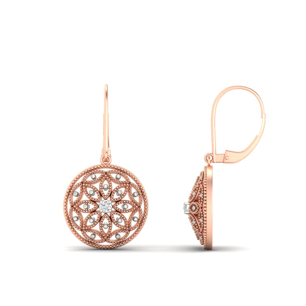 Filigree Circle Drop Lever Back Earring Fascinating Diamonds