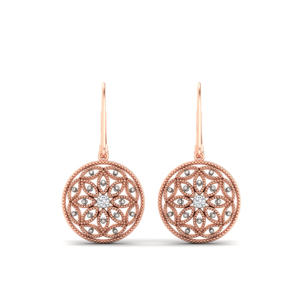 Filigree Circle Drop Lever Back Earring Fascinating Diamonds