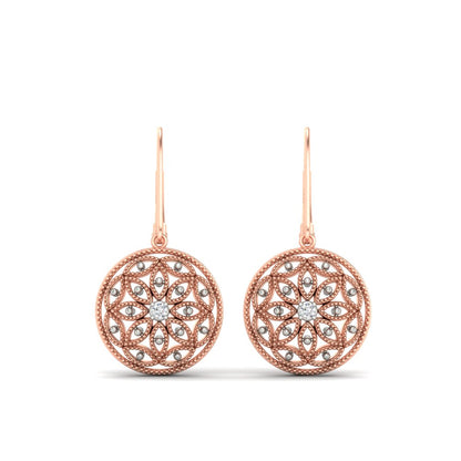 Filigree Circle Drop Lever Back Earring Fascinating Diamonds