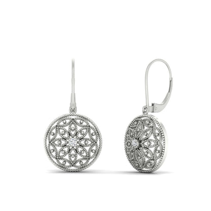 Filigree Circle Drop Lever Back Earring Fascinating Diamonds