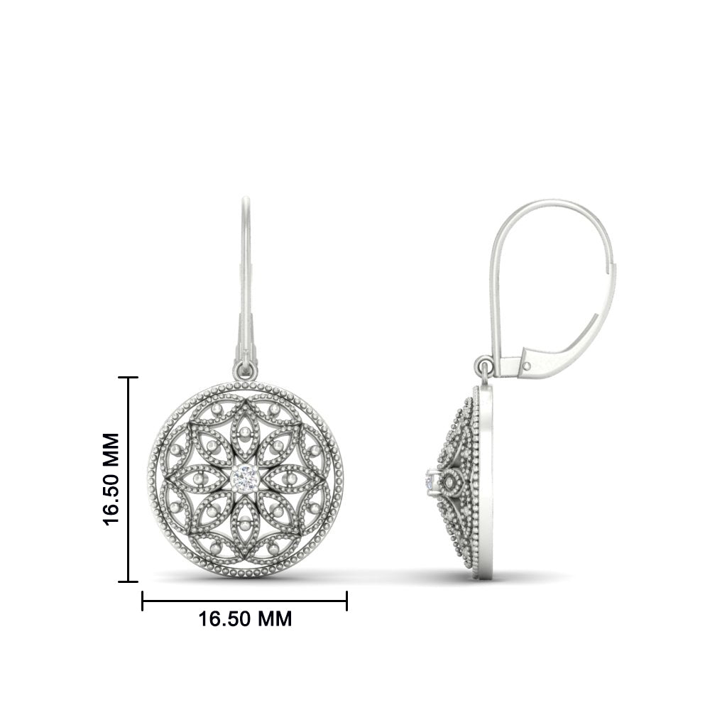 Filigree Circle Drop Lever Back Earring Fascinating Diamonds