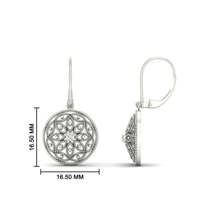 Filigree Circle Drop Lever Back Earring Fascinating Diamonds
