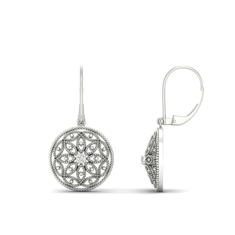 Filigree Circle Drop Lever Back Earring Fascinating Diamonds