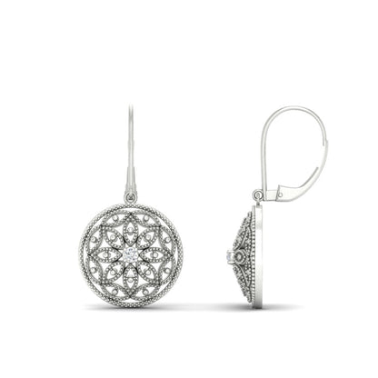 Filigree Circle Drop Lever Back Earring Fascinating Diamonds