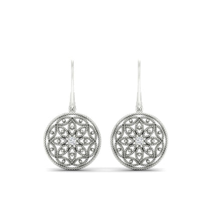Filigree Circle Drop Lever Back Earring Fascinating Diamonds