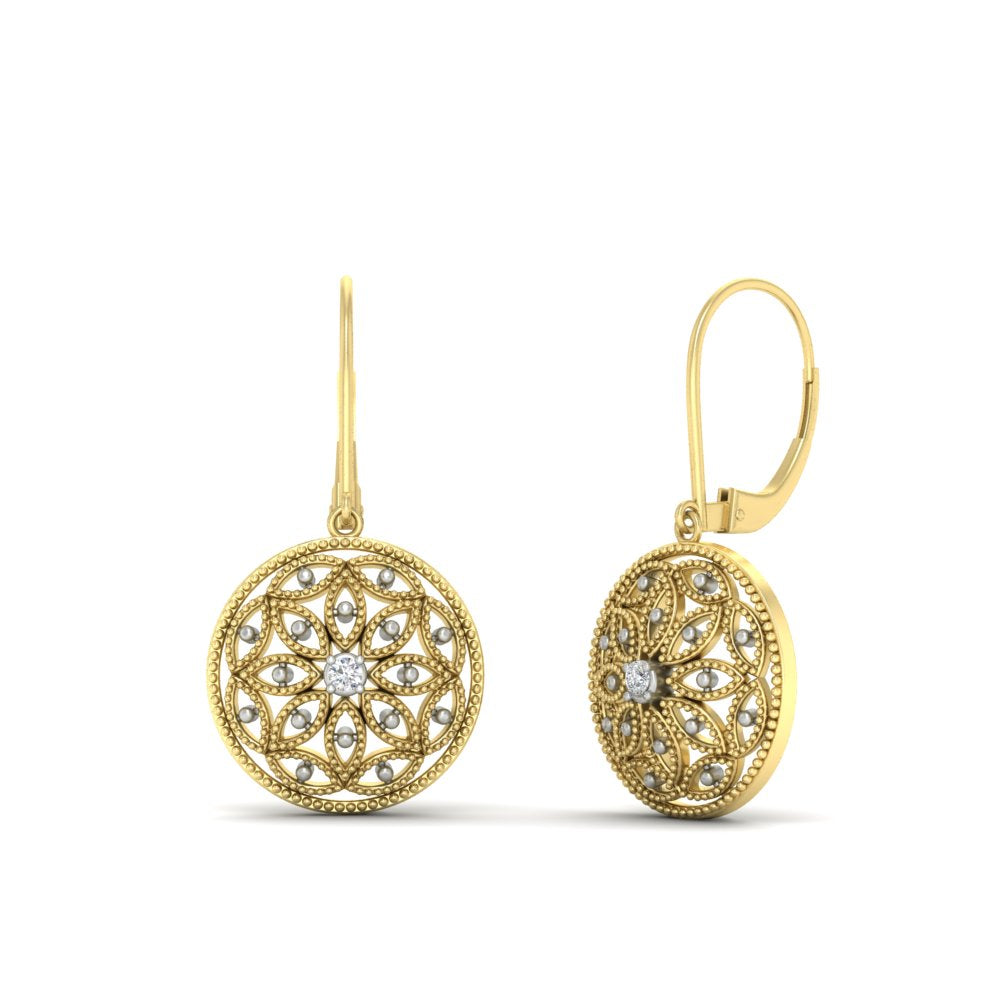 Filigree Circle Drop Lever Back Earring Fascinating Diamonds