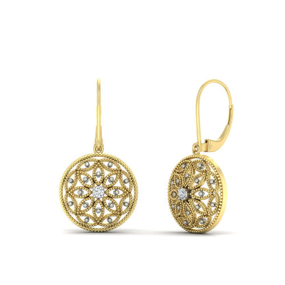 Filigree Circle Drop Lever Back Earring Fascinating Diamonds