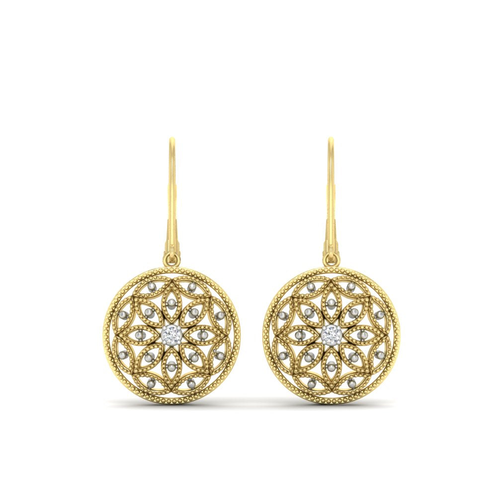 Filigree Circle Drop Lever Back Earring Fascinating Diamonds