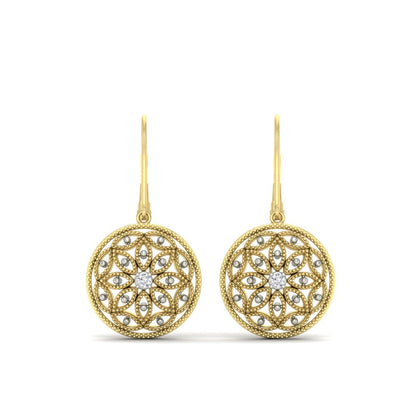 Filigree Circle Drop Lever Back Earring Fascinating Diamonds
