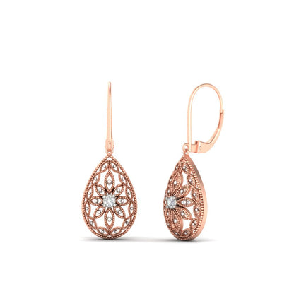 Filigree Diamond Openwork Teardrop Earrings Fascinating Diamonds