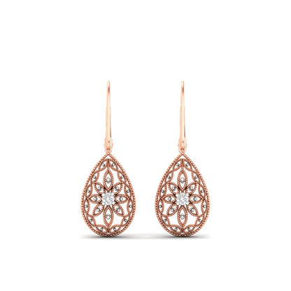 Filigree Diamond Openwork Teardrop Earrings Fascinating Diamonds