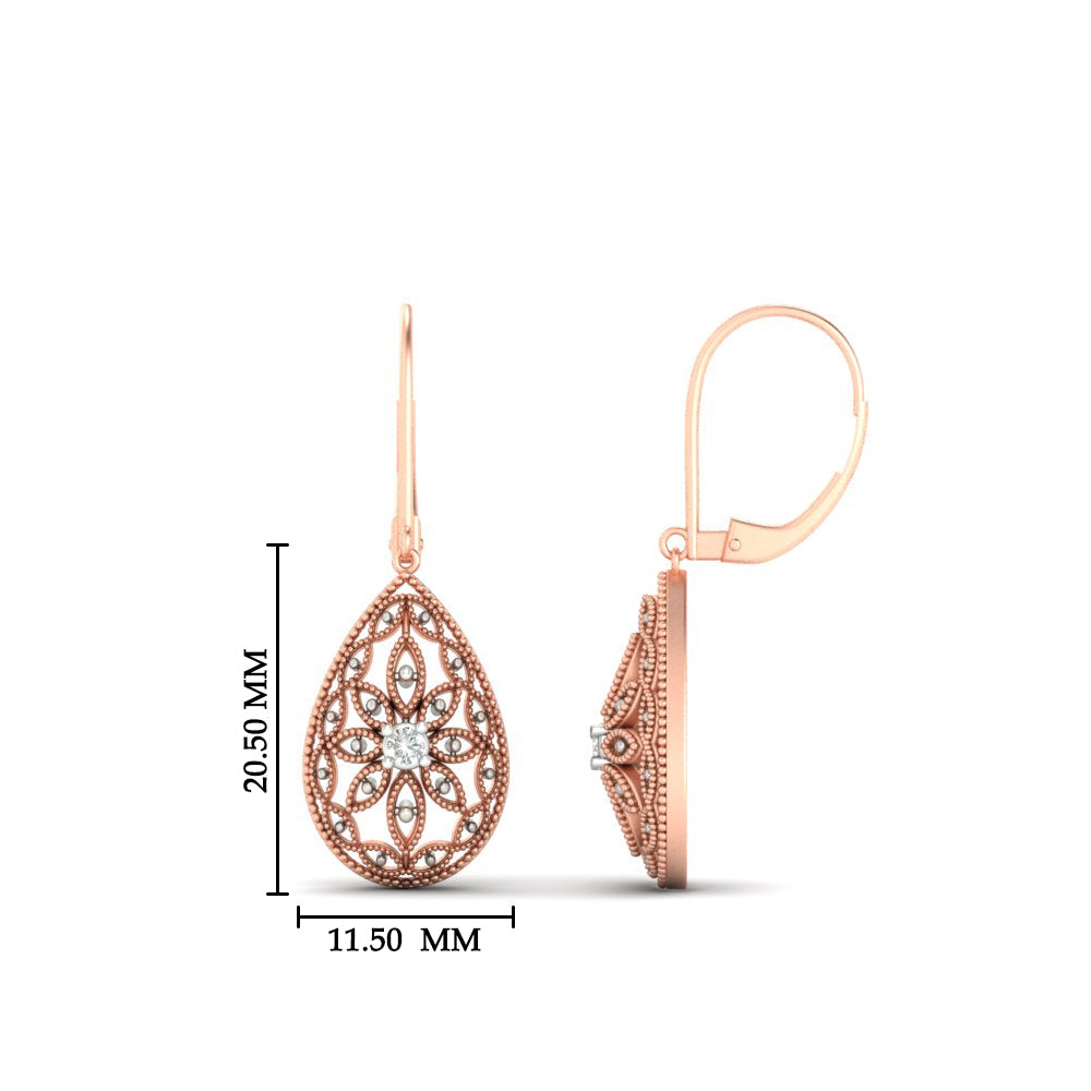 Filigree Diamond Openwork Teardrop Earrings Fascinating Diamonds