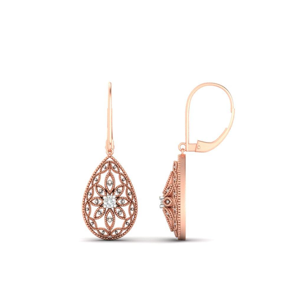 Filigree Diamond Openwork Teardrop Earrings Fascinating Diamonds