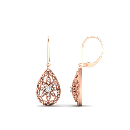 Filigree Diamond Openwork Teardrop Earrings Fascinating Diamonds