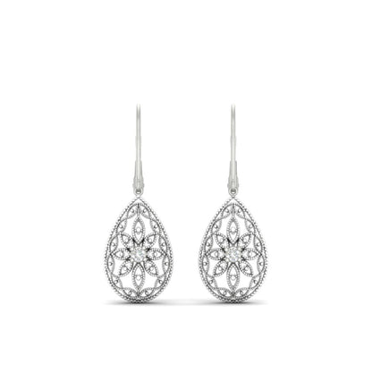 Filigree Diamond Openwork Teardrop Earrings Fascinating Diamonds